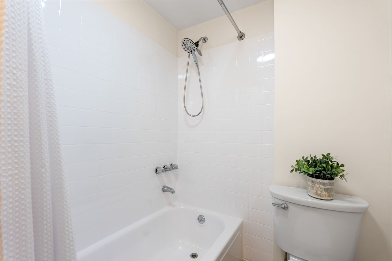 Before and after home staging of bathroom transformation in Brookline, MA real estate listing.